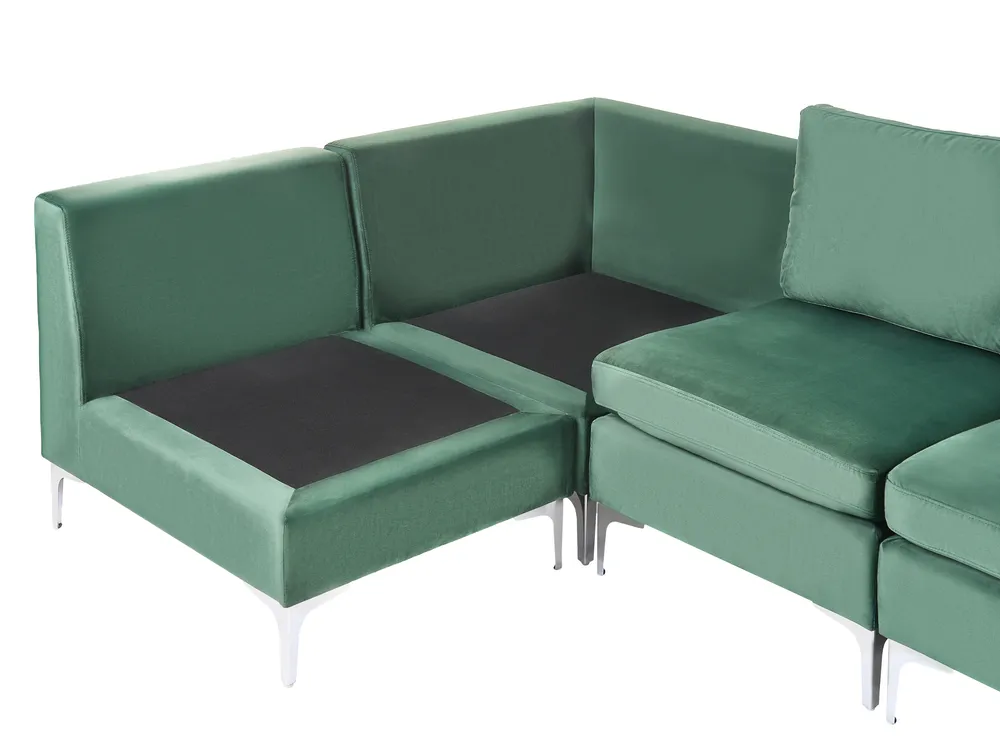Modular Corner Sofa 4 Seater EVJA Velvet Green Right Hand_789563