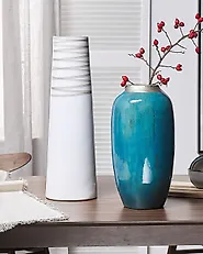 Decorative Vase TARRAGONA 57 cm Ceramic White_1169973
