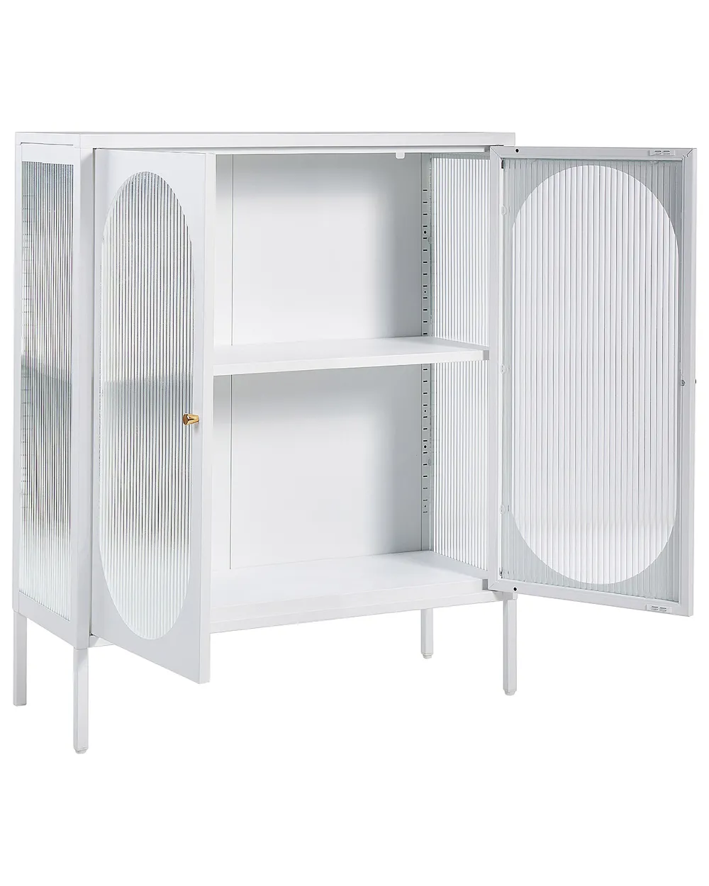 Szafka ze szklanymi drzwiami SARRE 90 cm Metal Biały_850343