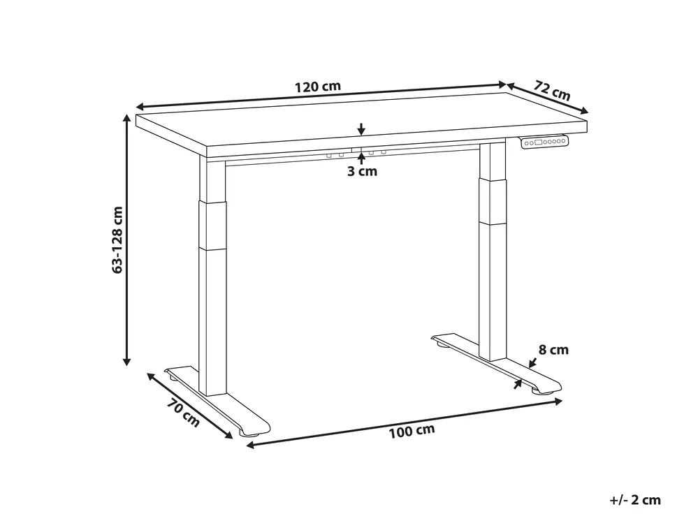 Biurko regulowane elektrycznie DESTINES 120 cm 72 cm Szary/ czarny_899453