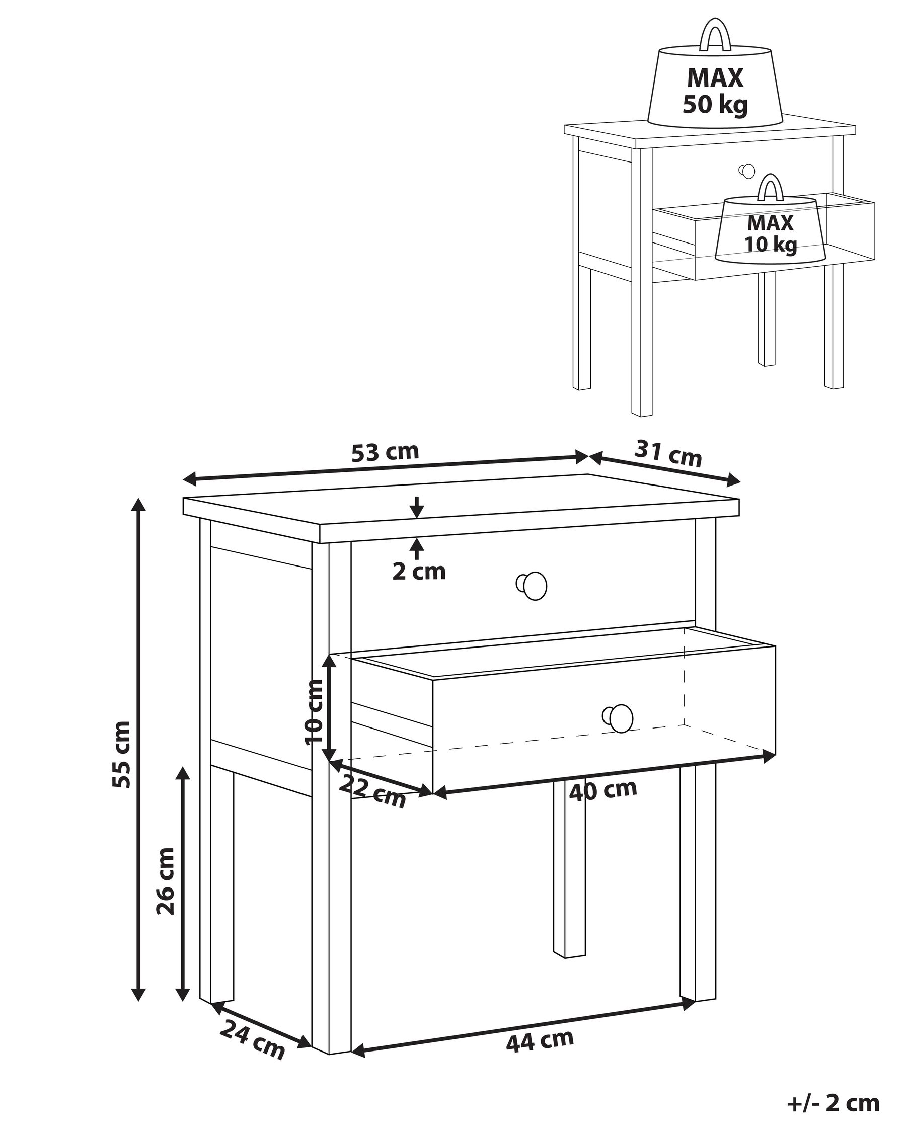 2 Drawer Bedside Table Light Wood SALTON_941486 2 Drawer Bedside Table Light Wood SALTON_941486