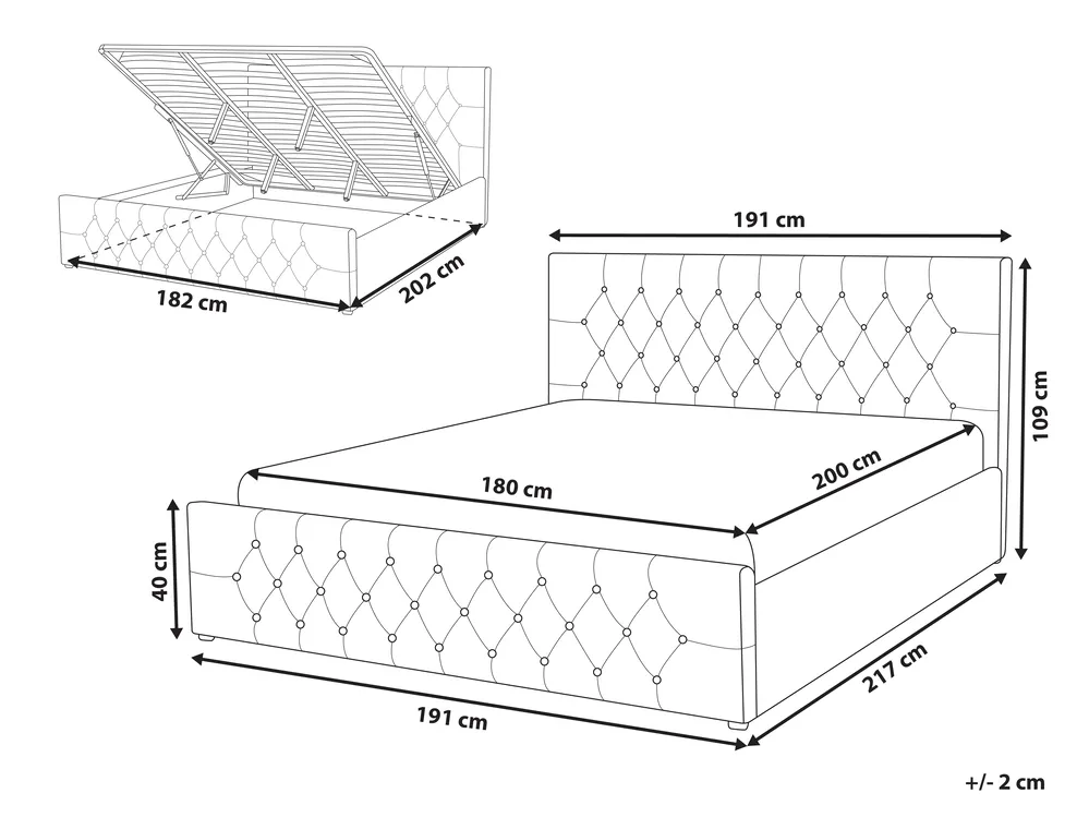 Ottoman Bed AMIENS Velvet Grey 180 x 200 cm (EU Super King)_791287