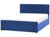 Sametová postel s úložným prostorem 140 x 200 cm modrá ROCHEFORT_857357