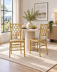 Lot de 2 chaises de salle à manger CLARION Doré_863749