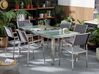 Hatszemélyes étkezőasztal repedezett osztott üveglappal és szürke textilén székekkel GROSSETO_724972