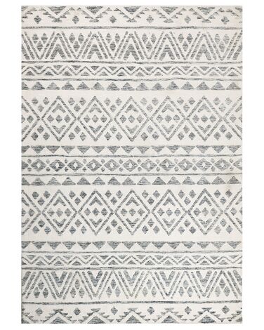 Teppich creme / grau 160 x 230 cm geometrisches Muster Kurzflor ASPANI