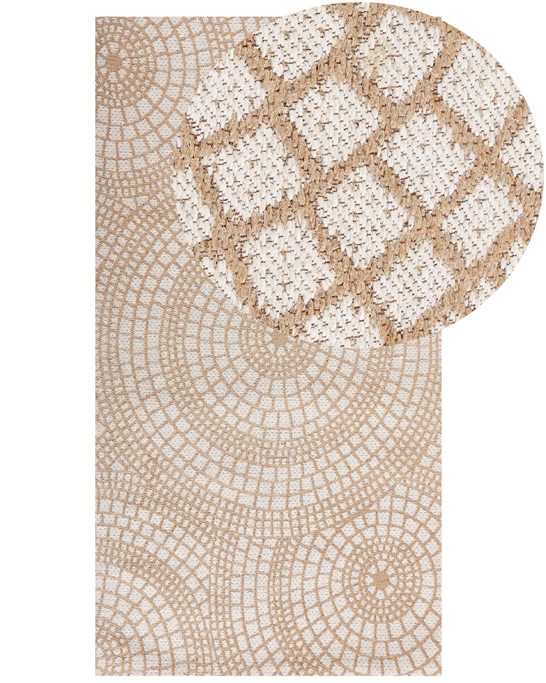 Teppich Jute beige / weiss 80 x 150 cm geometrisches Muster Kurzflor ARIBA_852812