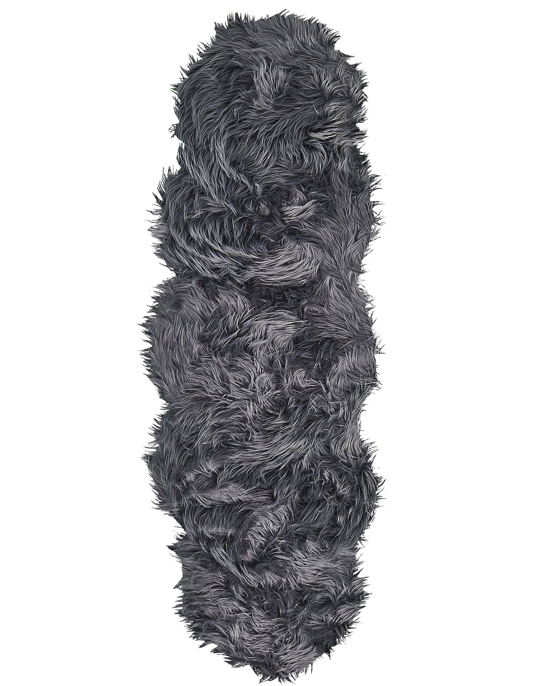 Vloerkleed van imitatie schapenvacht grijs 180 x 60 cm MAMUNGARI_822120