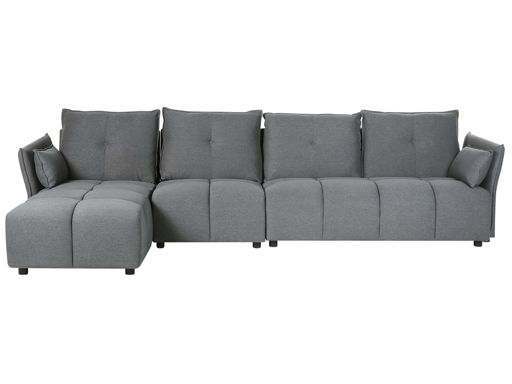 Right Hand Fabric Corner Sofa Dark Grey TOMRA Beliani