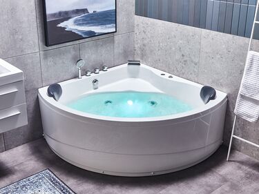 Whirlpool Corner Bath with LED 1970 x 1400 mm White BARACOA