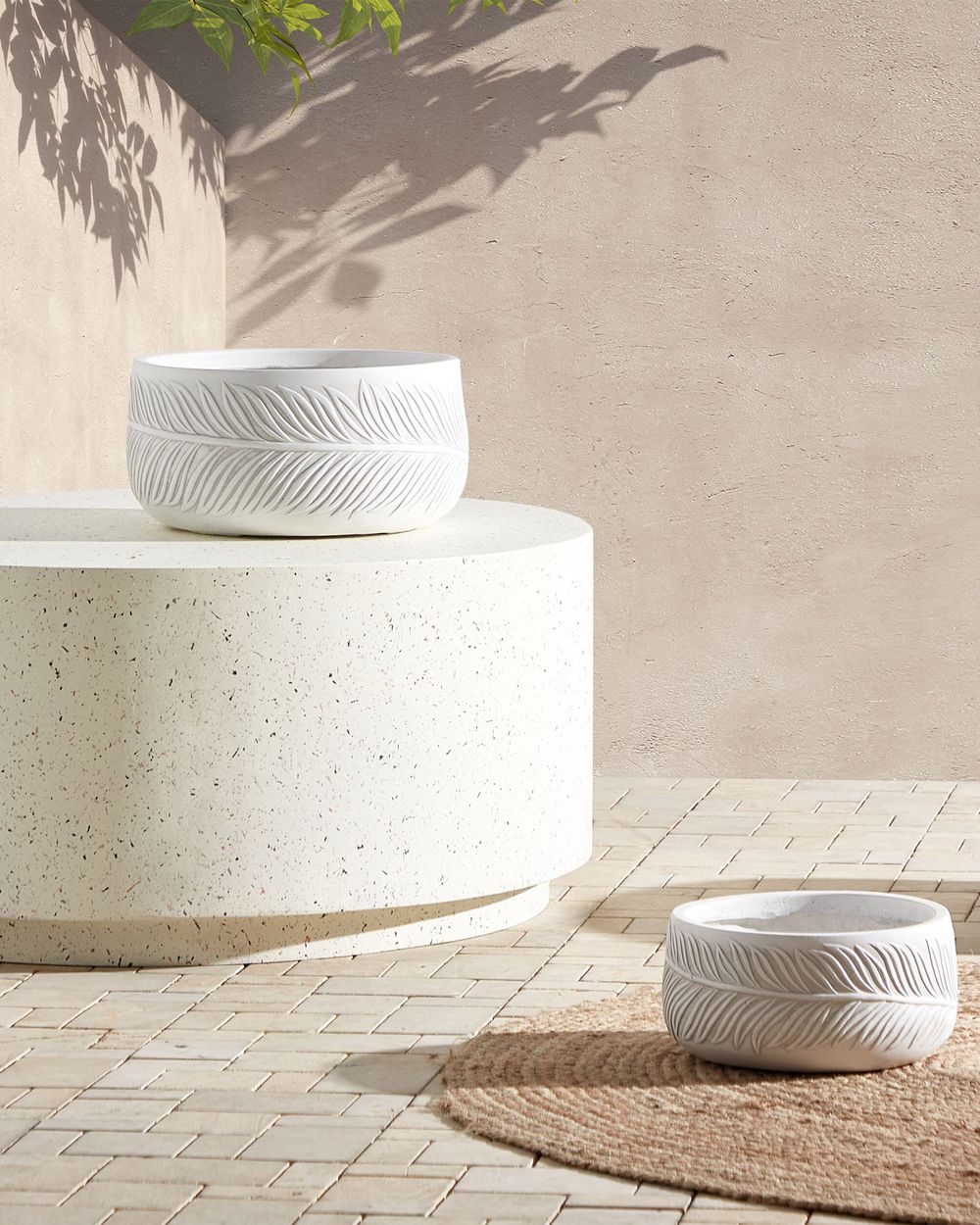 Cache-pot FTERO 35 cm Blanc cassé