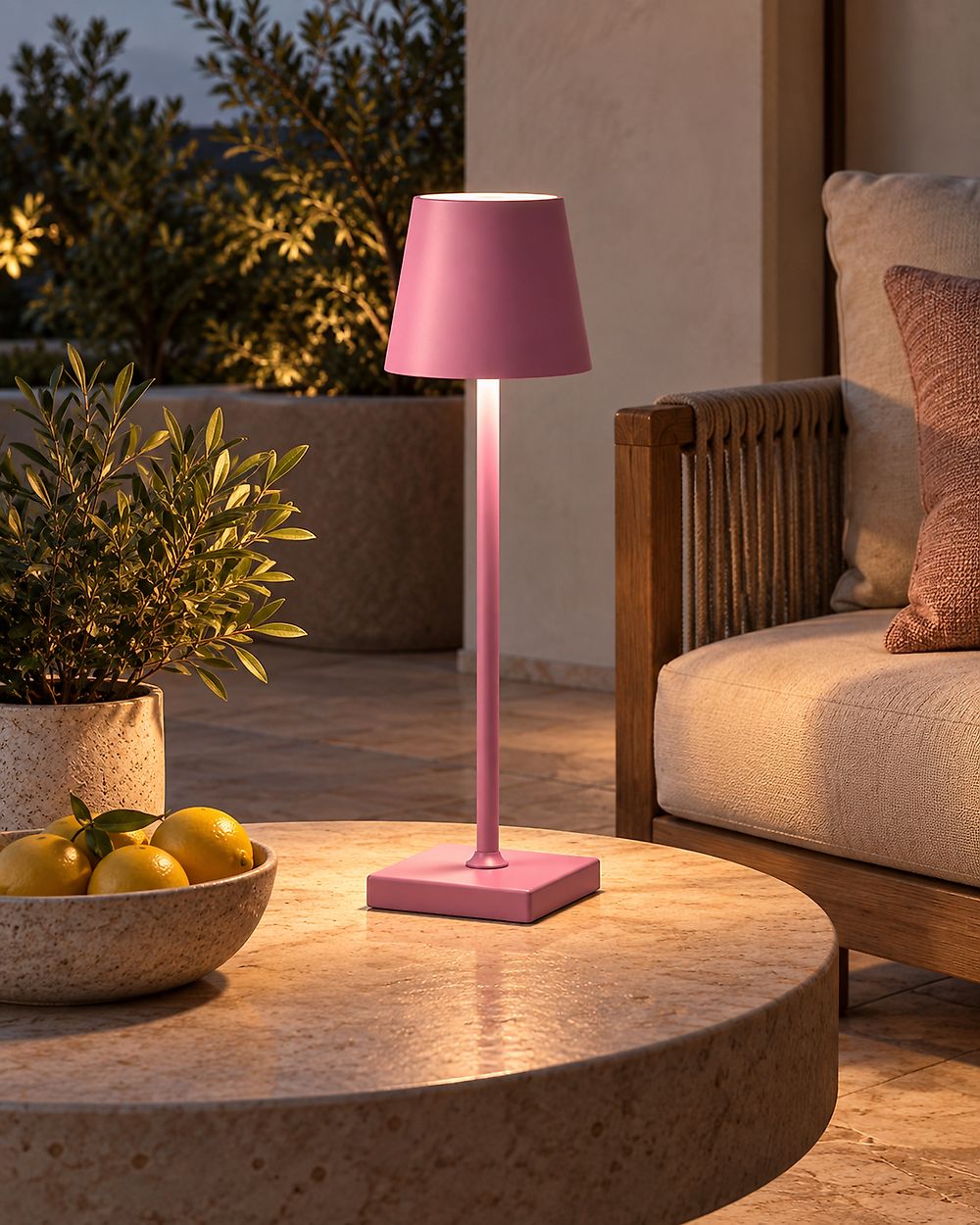 LED bezdrátová stolní lampa BACEIRO Kov Růžová