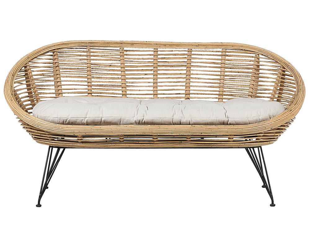 Garden Sofa MARATEA Rattan Natural 2 Seater Beliani.hu