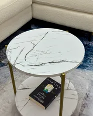 Side Table REVA White Marble | Beliani.co.uk