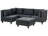 4 Seater Right Hand Modular Fabric Corner Sofa with Ottoman Black UNSTAD_924745