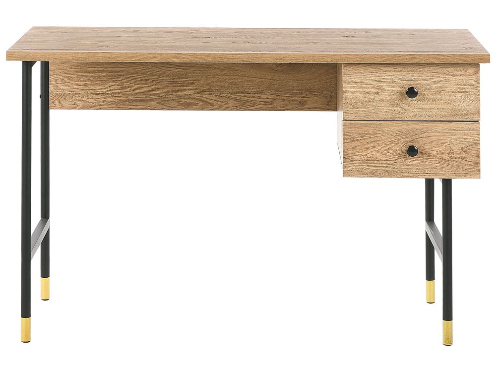 2 Drawer Home Office Desk 120 x 60 cm Light Wood ABILEN Beliani