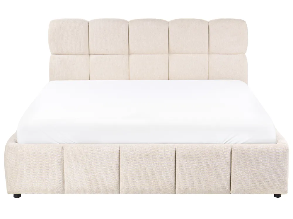 Sommier com arrumação NOYON Tecido Creme claro 160 x 200 cm_1056104
