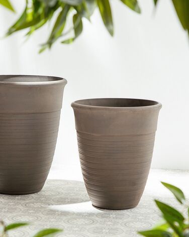Set of 2 Plant Pots ⌀ 43 cm Brown KATALIMA