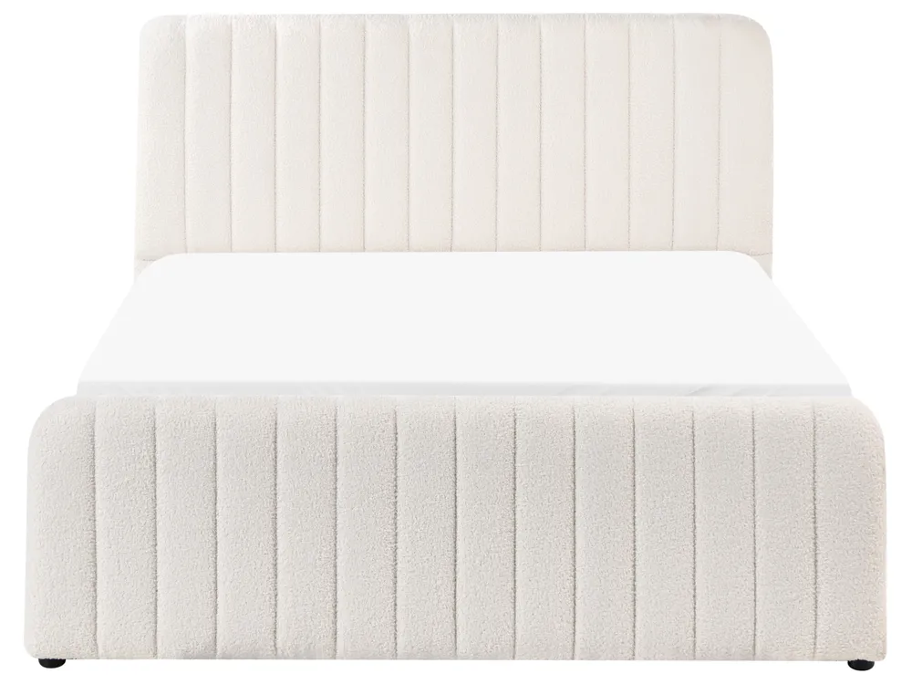 Ottoman Bed LUNAN Boucle White 140 x 200 cm (EU Double)_1048321