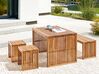 Conjunto de mesa con banco y 2 taburetes de jardín de madera de acacia BELLANO_922091
