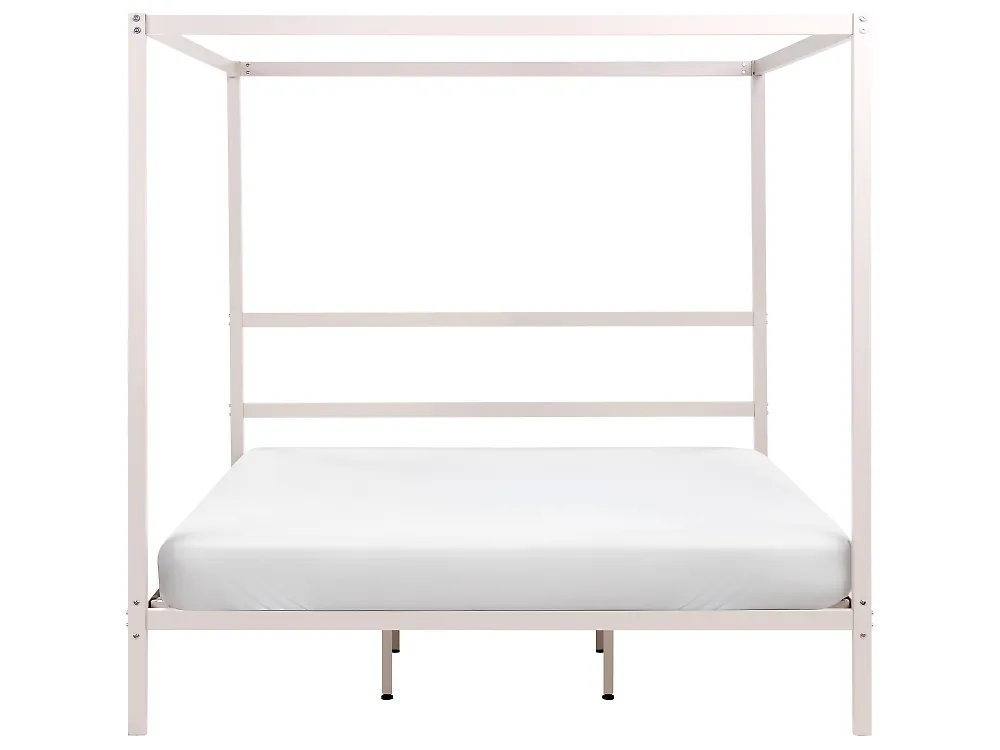 Four Poster Bed Metal LESTARDS 180 x 200 cm (EU Super King) Light Beige_1165333