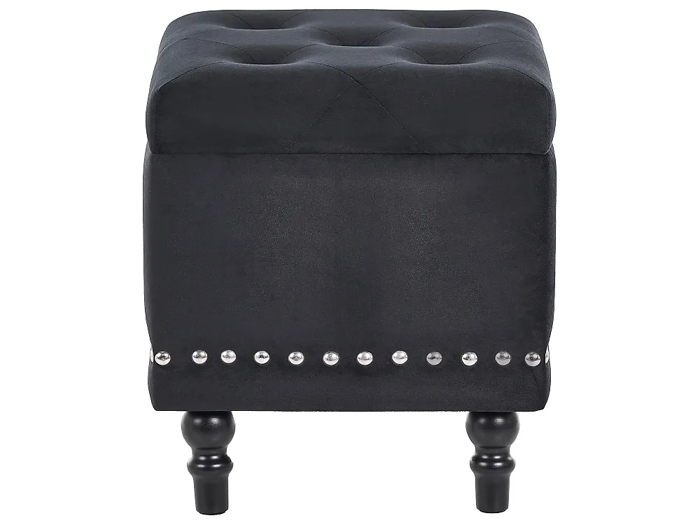Pouf mit Stauraum LORETTO Samtstoff Schwarz_1186081
