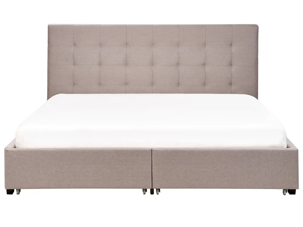 Bed with Storage Drawers LA ROCHELLE Fabric Light Grey 180 x 200 cm (EU Super King)_744837