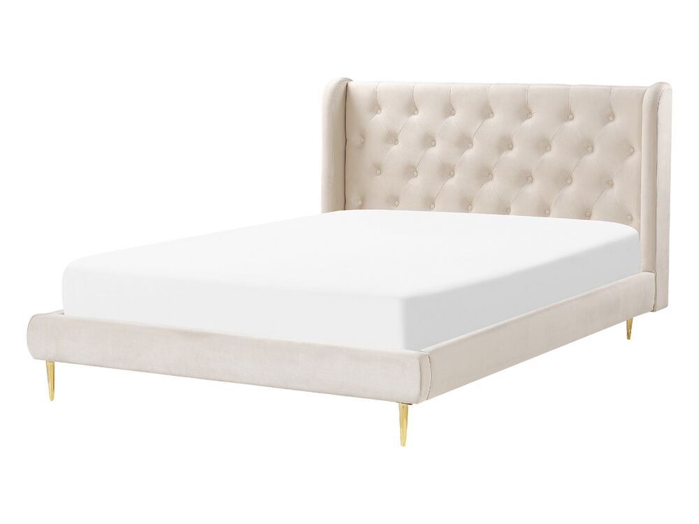Cama Veludo FORBACH 140 x 200 cm Creme