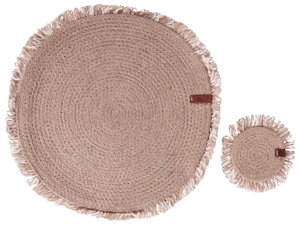 Ensemble sets de table et sous-verres RIBBERY Jute Naturel