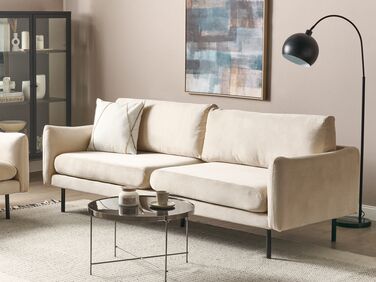 3 Seater Velvet Sofa Light Beige VINTERBRO