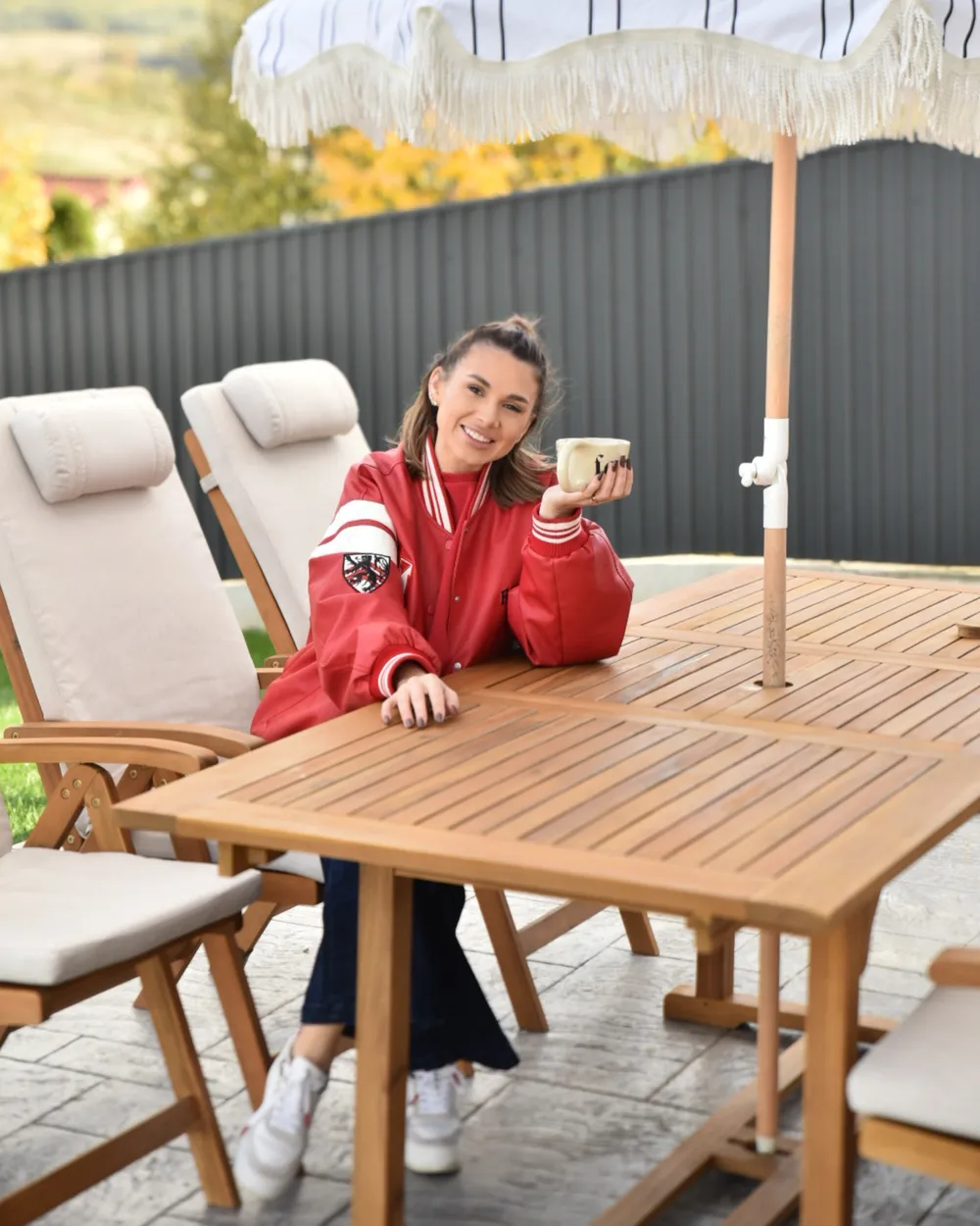 Zestaw ogrodowy dla 6 osób JAVA PREMIUM Drewno akacjowe Jasnobeżowy_1034605