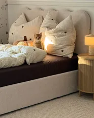 Ottoman Bed NANTERRE Fabric Light Beige 140 x 200 cm (EU Double)_1186151