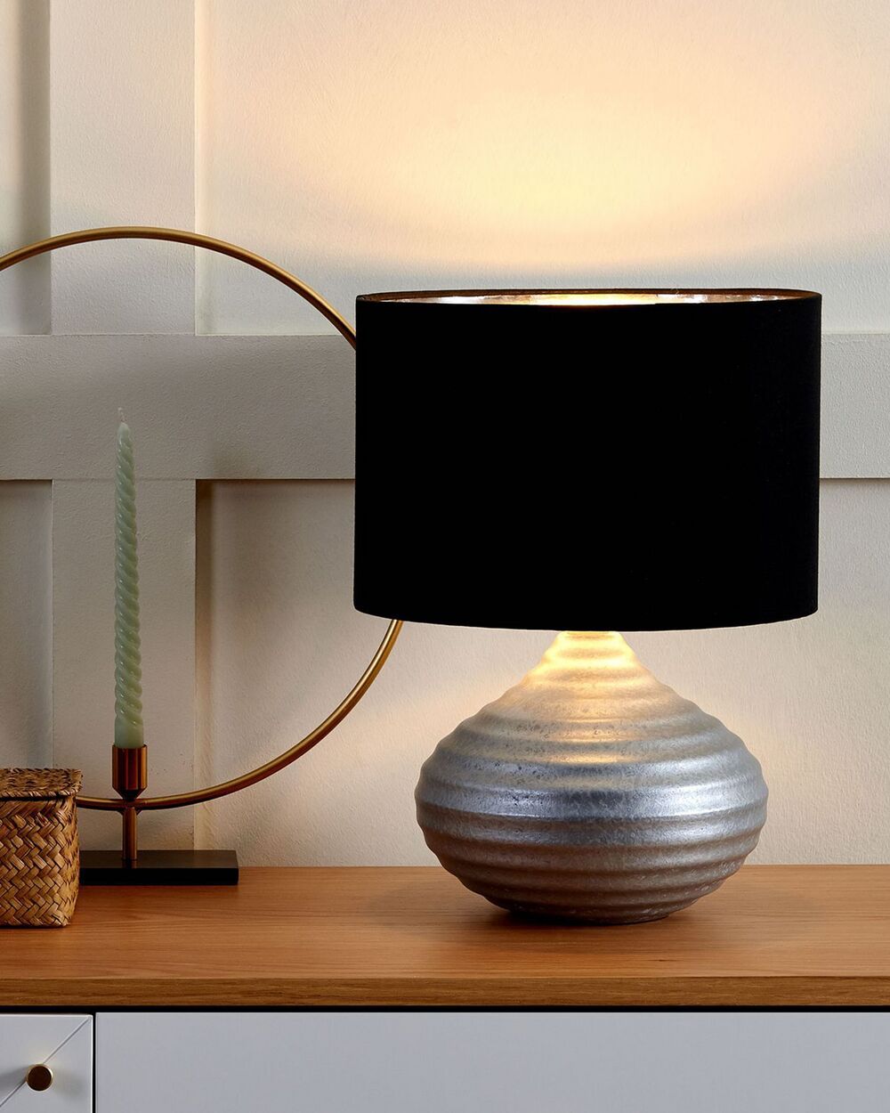 Table Lamp KUBAN Ceramic Silver