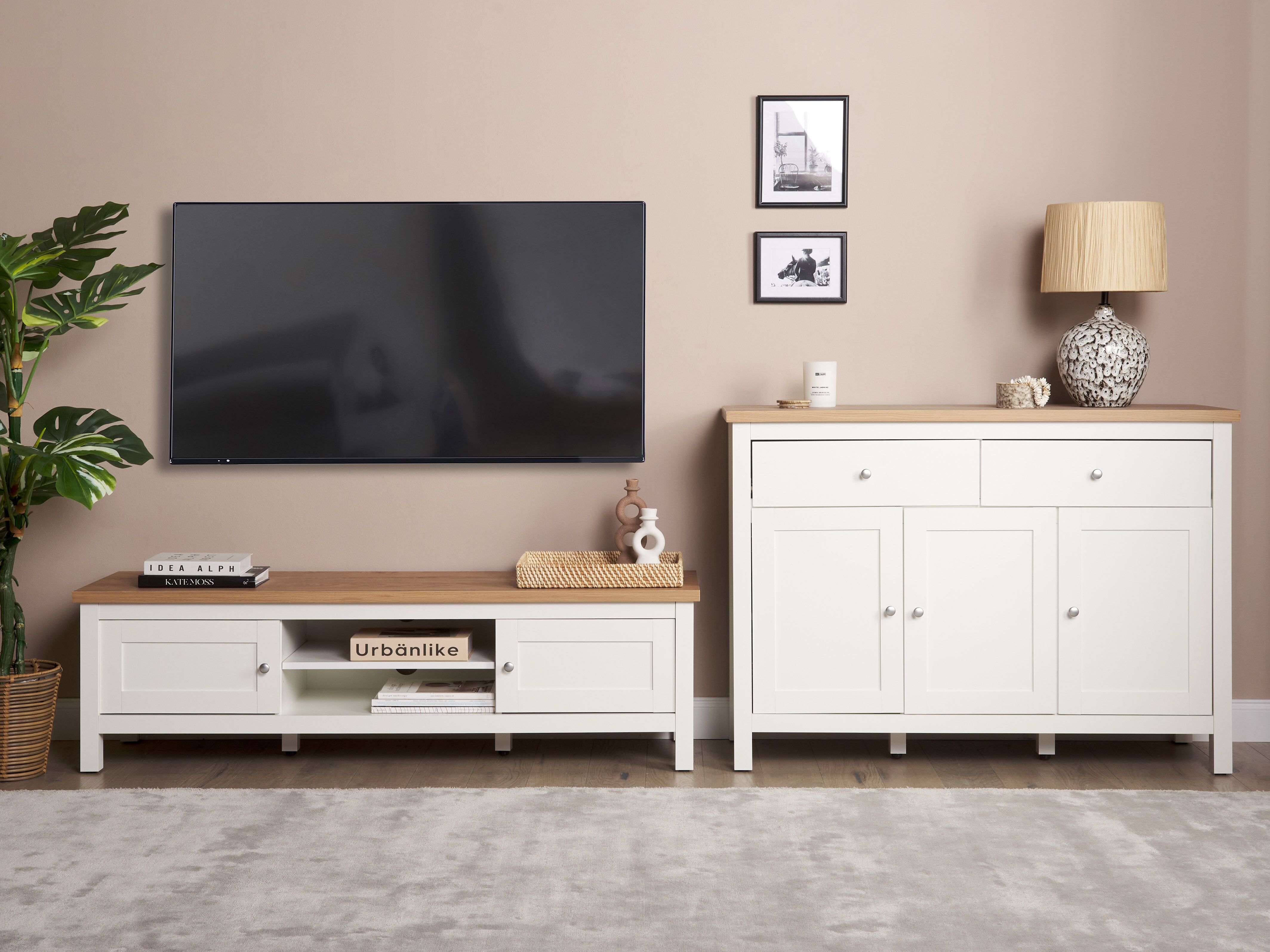 TV-Bord Hvid/Lyst Træ ATOCA | Beliani.dk