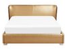 Wasserbett Leder gold 140 x 200 cm mit LED-Beleuchtung bunt PARIS_757321