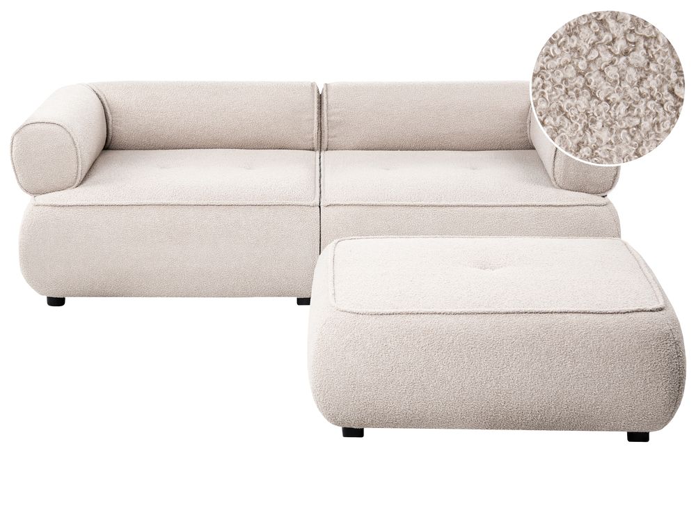Sofa 3 Seater SALLA with Ottoman Boucle Beige