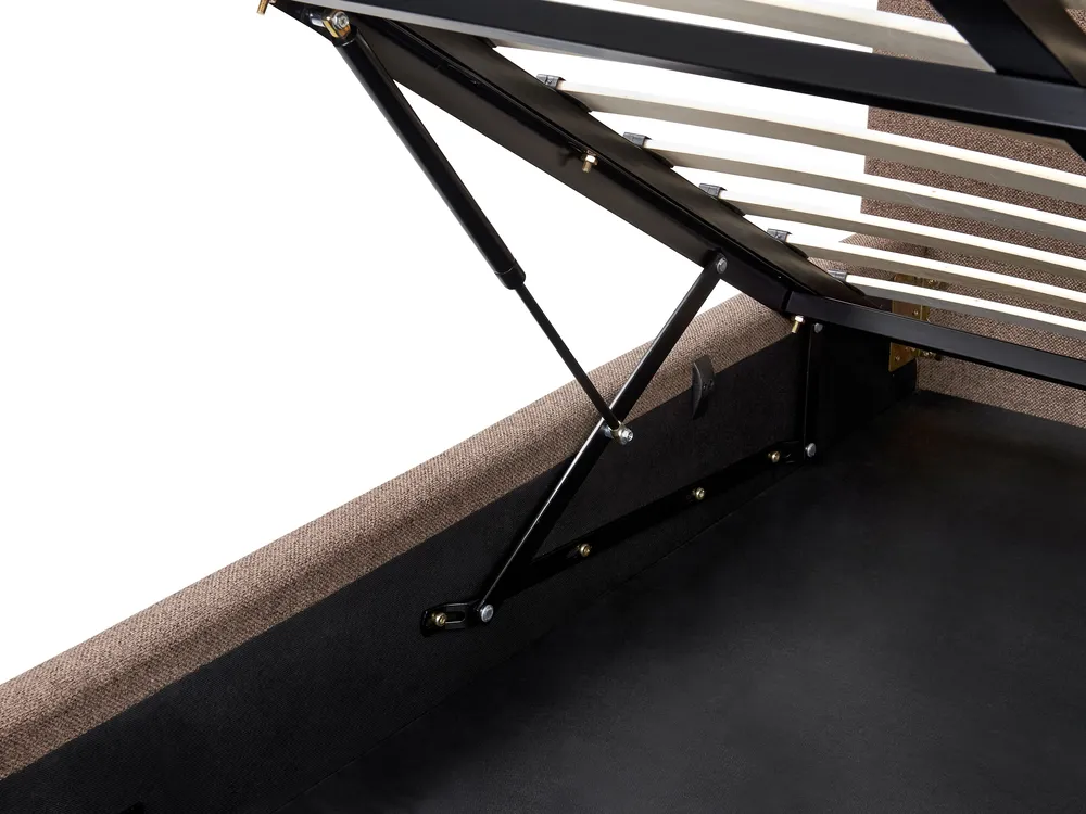 Ottoman Bed CAMPAGNE Fabric Dark Brown 180 x 200 cm (EU Super King)_972186