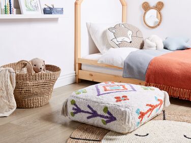 Cotton Floor Cushion 55 x 55 x 20 cm White DIPLO