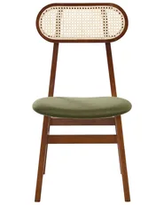 Set of 2 Dining Chairs FALLON Wood Brown/ Green_1064950