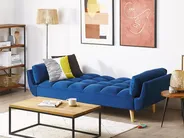 Sofa Bed 3 Seater ASBY Velvet Navy Blue_788074