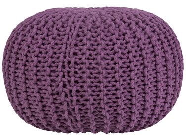 Cotton Knitted Pouffe 50 x 35 cm Purple CONRAD 