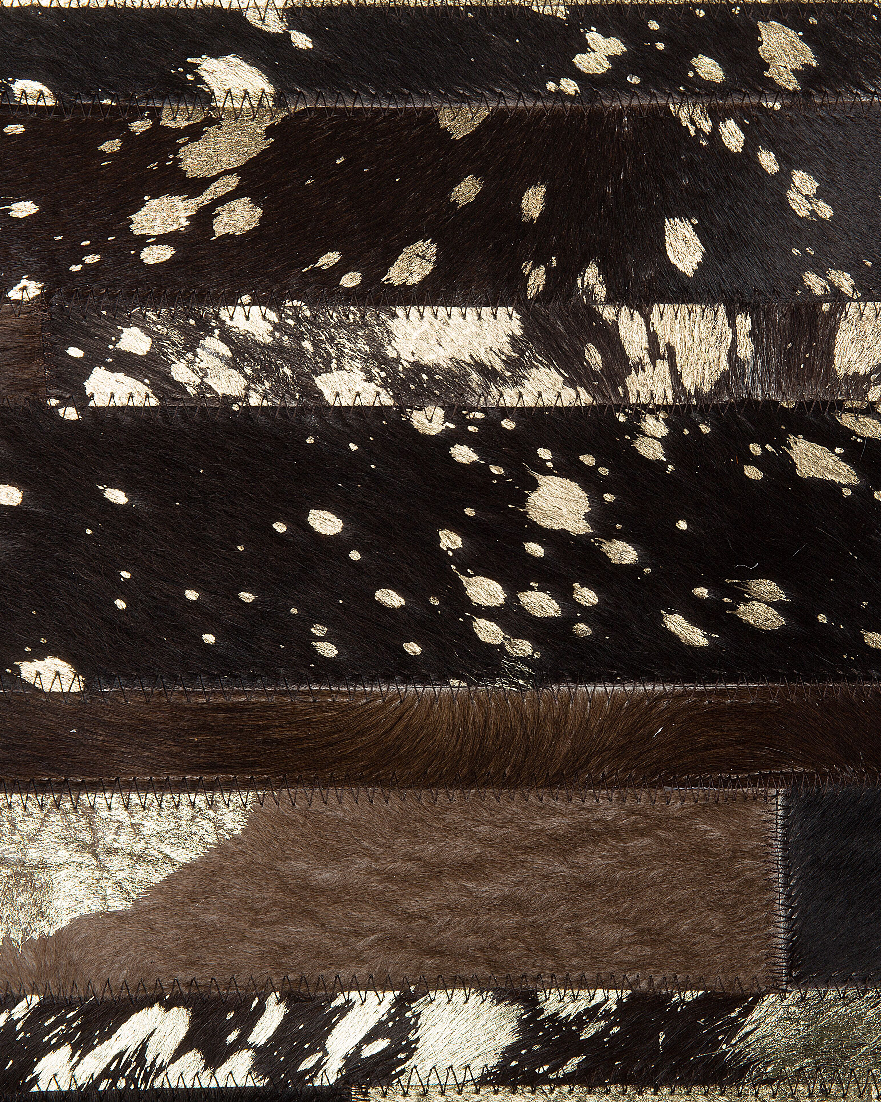 Tappeto patchwork vera pelle 160 x 230 cm nero e oro ARTVIN_495381