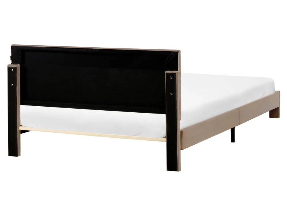 Bed with Storage Drawers LONZAC Velvet Taupe 160 x 200 cm (EU King Size)_1014846