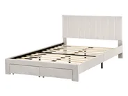 Bed with Storage Drawers LONZAC Velvet Off-White 140 x 200 cm (EU Double)_1014768