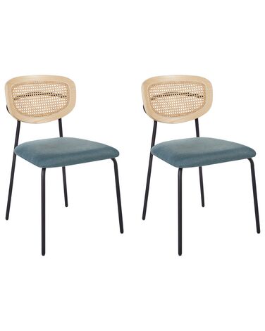 Set of 2 Fabric Dining Chairs Blue MAYETTA