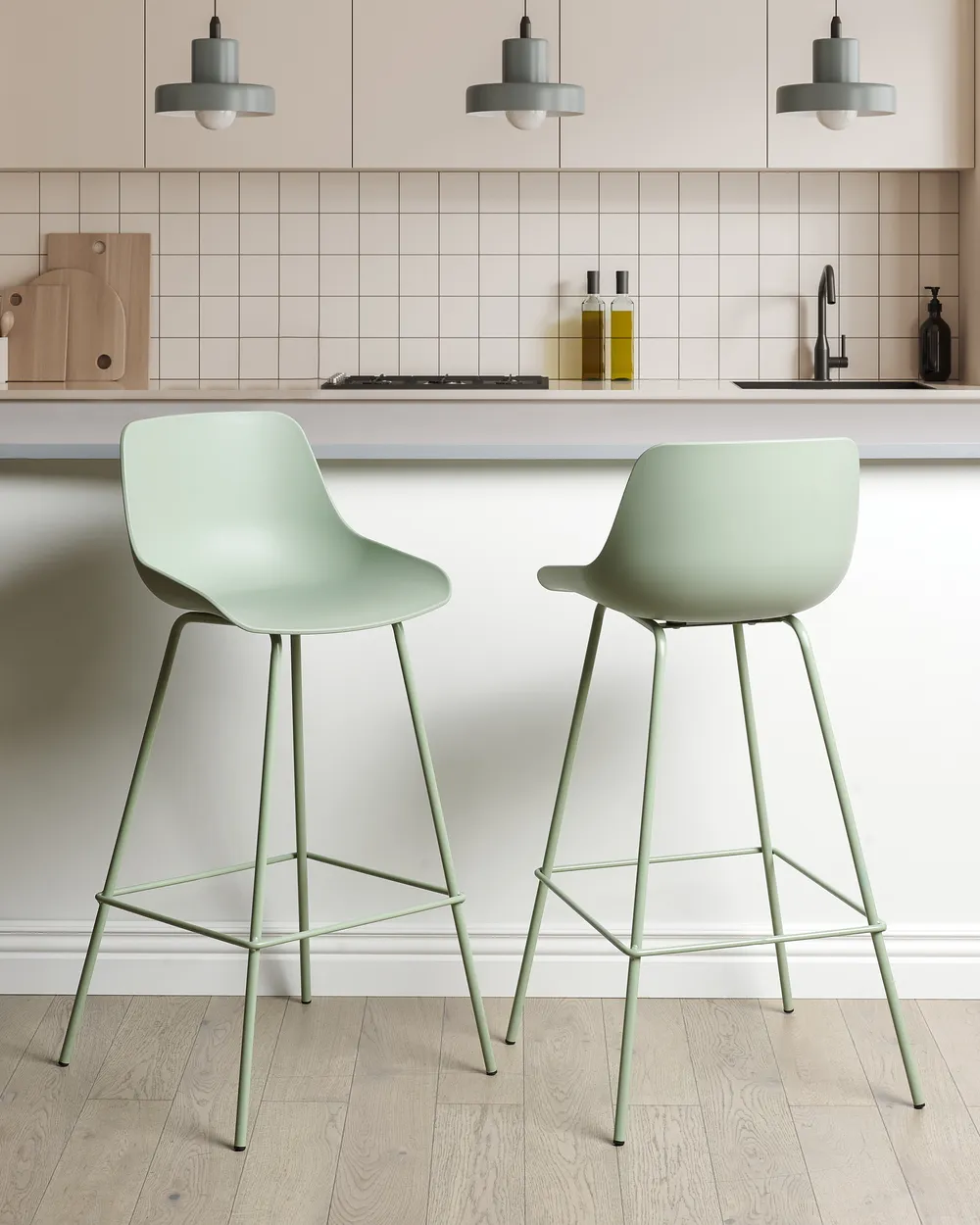 Set of Bar Chairs EMMET Light Green
