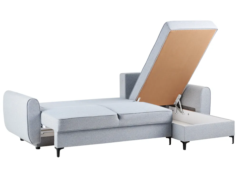 Corner Sofa Bed 3 Seater SIMRIS with Storage Fabric Light Blue Left Hand_950962