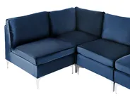 Modular Corner Sofa 4 Seater EVJA with Ottoman Velvet Navy Blue Left Hand_859945