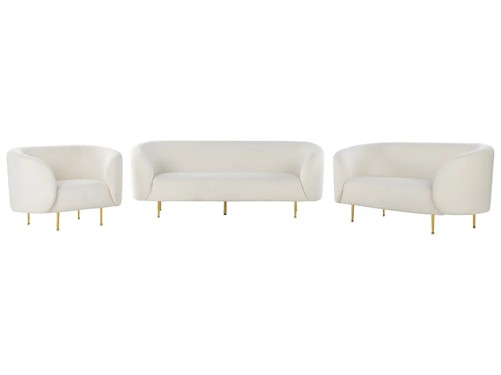 Living Room Set 6 Seater LOEN Boucle White_886435
