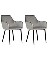 Set of 2 Dining Chairs WELLSTON Velvet Dark Grey